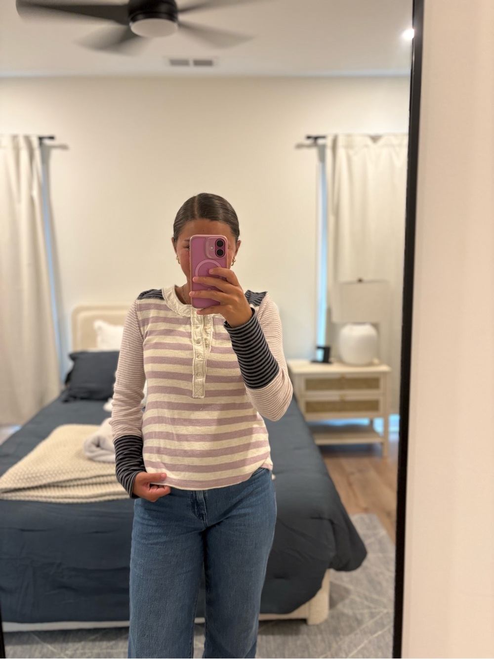 We the Free Give Me Stripes Henley Top Size Small